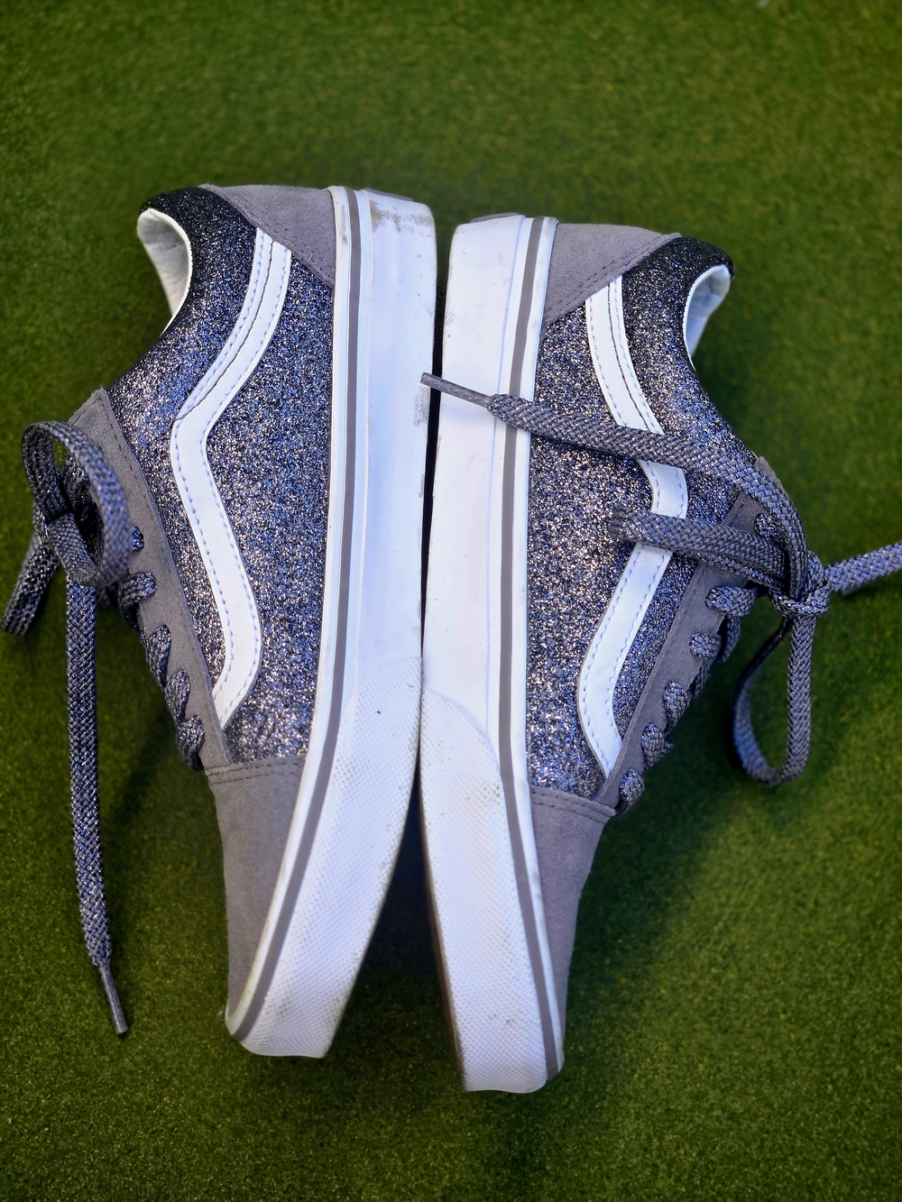 Vans 7 OLD SKOOL Glitter Low-Top Sneakers GREAT TREAD SPARKLY Y2K SKATER VIBES